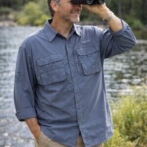 Cabela’s Ultimate Guide Shirt Slate Blue Fishing Hiking Nylon